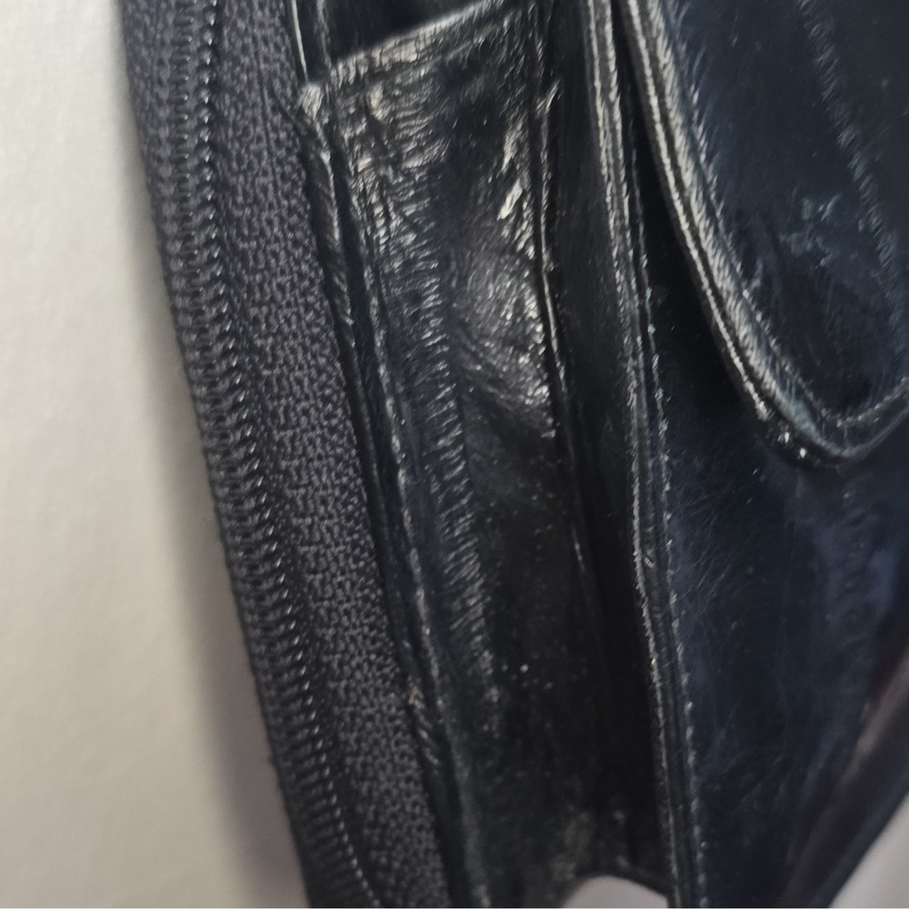VINTAGE 1980's LeeSands Genuine EEL SKIN Black Crossbody, Adjustable Strap - Picture 5 of 16